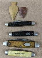 Pocket Knives, Arrowheads. Beacon Feeds Etc