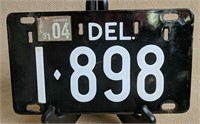 Non-active Porcelain Delaware License Plate 1898
