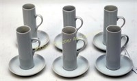 SET SIX VINTAGE WHITE PORCELAIN DEMITASSE CUPS