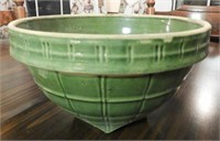 Vintage green pottery mixing bowl