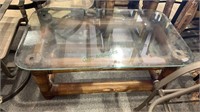 bamboo coffee table with with glass top