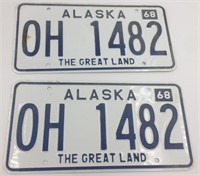 Matching set of 1968 AK license plates
