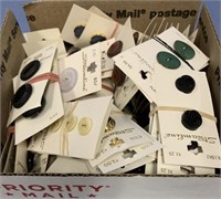 Large box lot of assorted brand new buttons, lid t