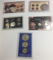 Lot of 4 coin sets: 1976 Bicentennial quarter, Ken