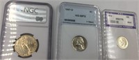 Lot of 3 graded coins: 2008 D James Monroe dollar