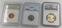 Lot of 3 graded coins: 2009 D William Henry Harris