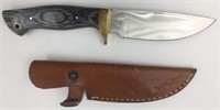 Fixed bladed knife with brass slotted guard, conto