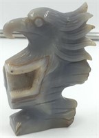 Stone carved eagle's head from agate about 4.5"