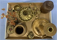 Box lot of misc. items including brassware, brass