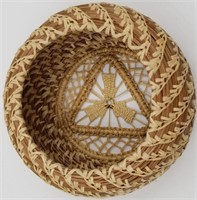 Small hand woven pine needle basket 3.5"