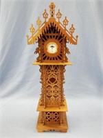 Ornate pattern wood clock, battery operated, craft