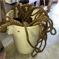 trash can with long boating ropes