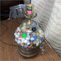 glass lamp with marbles
