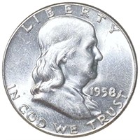 1958 Franklin Half Dollar CLOSELY UNCIRCULATED