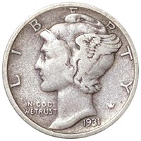 1931-S Mercury Silver Dime XF