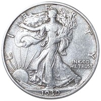 1939-S Walking Liberty Half Dollar NEARLY UNC
