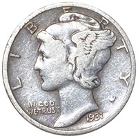 1931-S Mercury Silver Dime LIGHTLY CIRCULATED