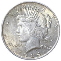 1924 Silver Peace Dollar CLOSELY UNCIRCULATED