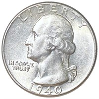 1940 Washington Silver Quarter ABOUT UNCIRCULATED