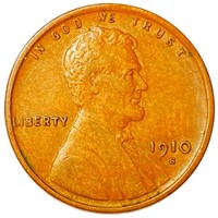 1910-S Lincoln Wheat Penny ABOUT UNCIRCULATED