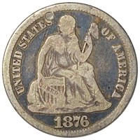 1876 Seated Liberty Dime Love Token NICELY CIRC