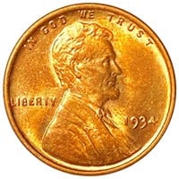1934 Lincoln Wheat Penny NEARLY UNCIRCULATED