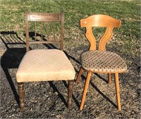 Two non-matching cloth seat chairs