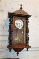 Antique Wall Clock w/ hour & 1/2 hr Chimes 31"H
