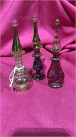 3 Small Egyptian Glass Perfume Bottles