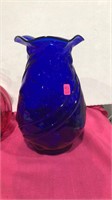 Molded Cobalt Blue Vase 9 1/2" Tall