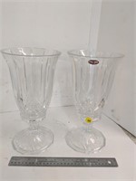 2 Crystal Candle Holders, 12" Tall