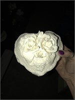 Pretty Ceramic Heart Shaped Trinket Box