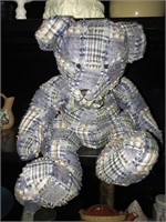 Adorable Soft Blue Plaid Stuffed Teddy Bear