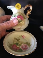Small Hand Painted Lefton China Pitcher and Basin