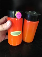 Vintage Orange Glass Salt & Pepper Shakers