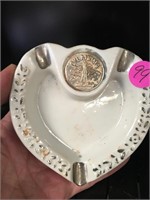 Vintage OKLAHOMA Ceramic Heart Shaped Ash Tray