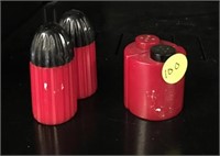 2 Sets Red and Black Bakelite? Salt/Pepper Shakers