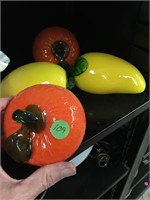 4 Pieces of Blown Glass Art Fruit