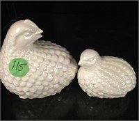 2 Small Decorative Ceramic Quail Birds Home Decor