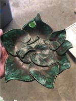 Hand Made Pottery Bowl With Leaf Shapes