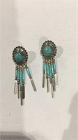 Signed Sterling Silver Turquoise Earrings