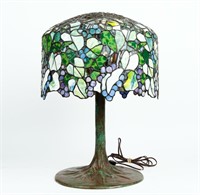 Large Stained Glass Grapes & Leaves Lamp