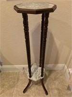 ANTIQUE MARBLE PLANT STAND 40"  TALL