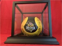 SIGN SOCCER BALL IN DISPLAY CASE
