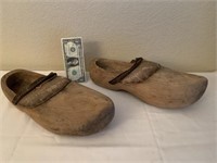 LARGE ANTIQUE WOODEN SHOES FROM HOLLAND