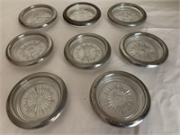 ITALIIAN GLASS COASTERS W/SILVER PLATED RING