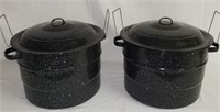Pair Granite Ware 21.5 qt canning pots