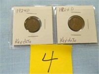 (2) 1924D Lincoln Cents - Key Dates