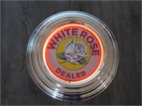 White Rose Dealer Neon Clock