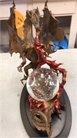 Bronze dragon red flame crystal ball